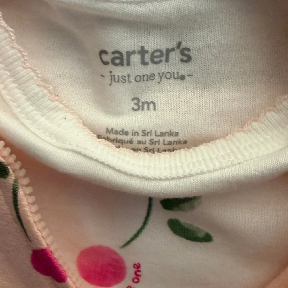 Carters Just One You Baby Girls‎ 3 Piece Cherry Print Set Pink White 3M NWT